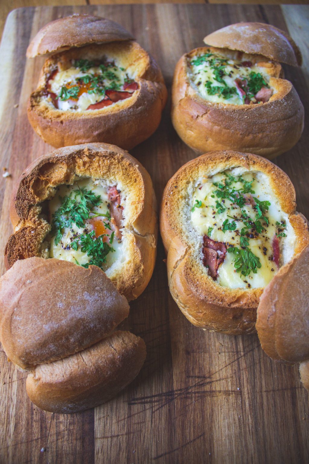 Easy Baked Egg in a Bread Roll Recipes The Breadski Brothers