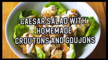 Caesar salad with  homemade  croutons and goujons